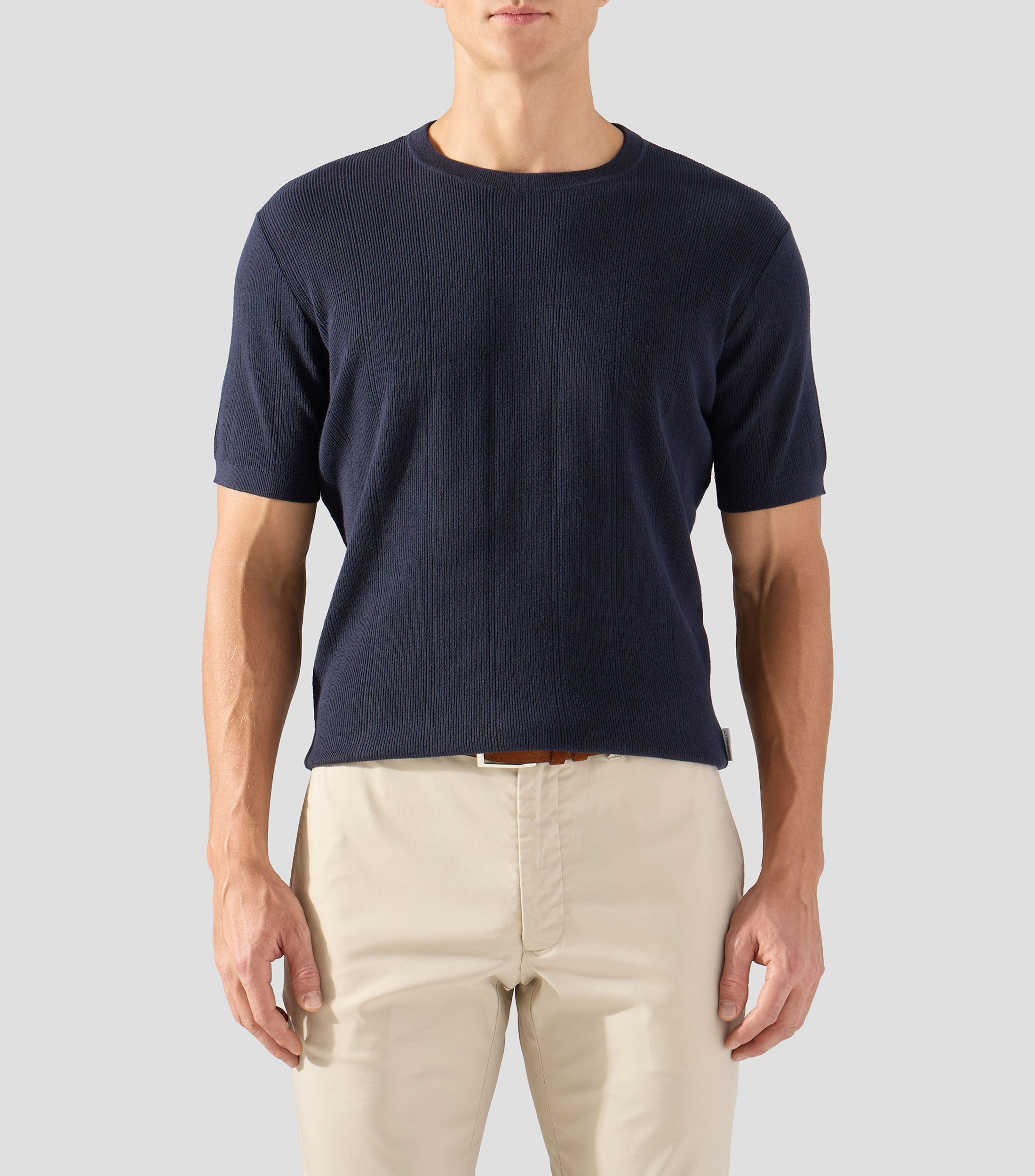 Playera de cuello redondo con manga corta lisa Hombre